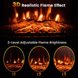 32" Solid Electric Fireplace with Mantel, 1400W Freestanding Mantel Fireplace Heater with Remote Control, Thermostat, 6H Timer