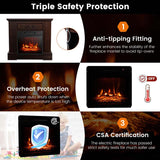 32" Solid Electric Fireplace with Mantel, 1400W Freestanding Mantel Fireplace Heater with Remote Control, Thermostat, 6H Timer