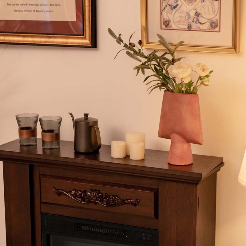 32" Solid Electric Fireplace with Mantel, 1400W Freestanding Mantel Fireplace Heater with Remote Control, Thermostat, 6H Timer