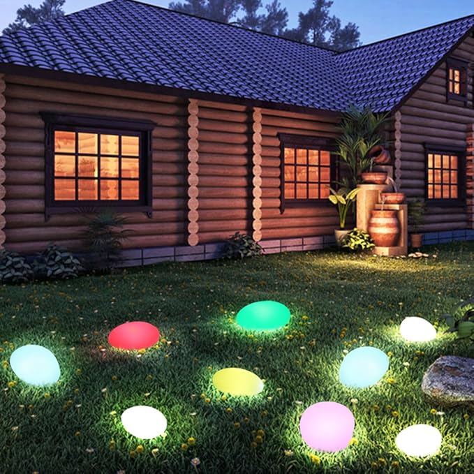 Cobblestone LED Garden Light Fixture - Solar-Powered Outdoor Lighting for Pathways & Landscapes