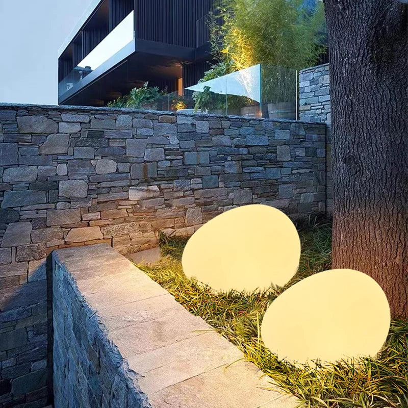 Cobblestone LED Garden Light Fixture - Solar-Powered Outdoor Lighting for Pathways & Landscapes