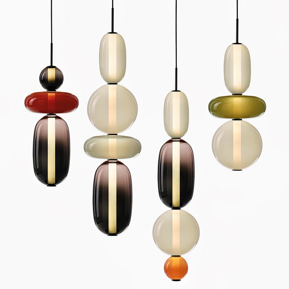 Glass Pendant Light Fixture with Candied Finish for Kitchen Island & Dining Room Lighting