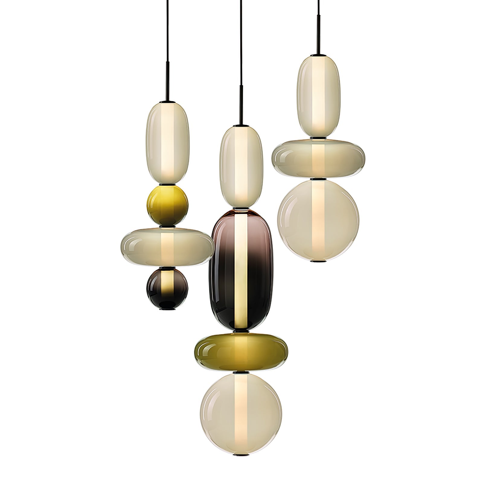 Glass Pendant Light Fixture with Candied Finish for Kitchen Island & Dining Room Lighting