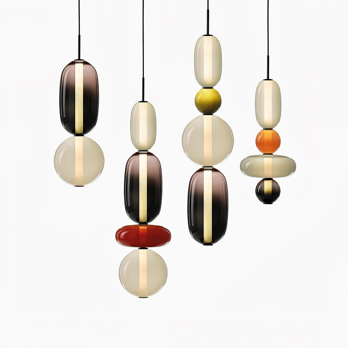 Glass Pendant Light Fixture with Candied Finish for Kitchen Island & Dining Room Lighting