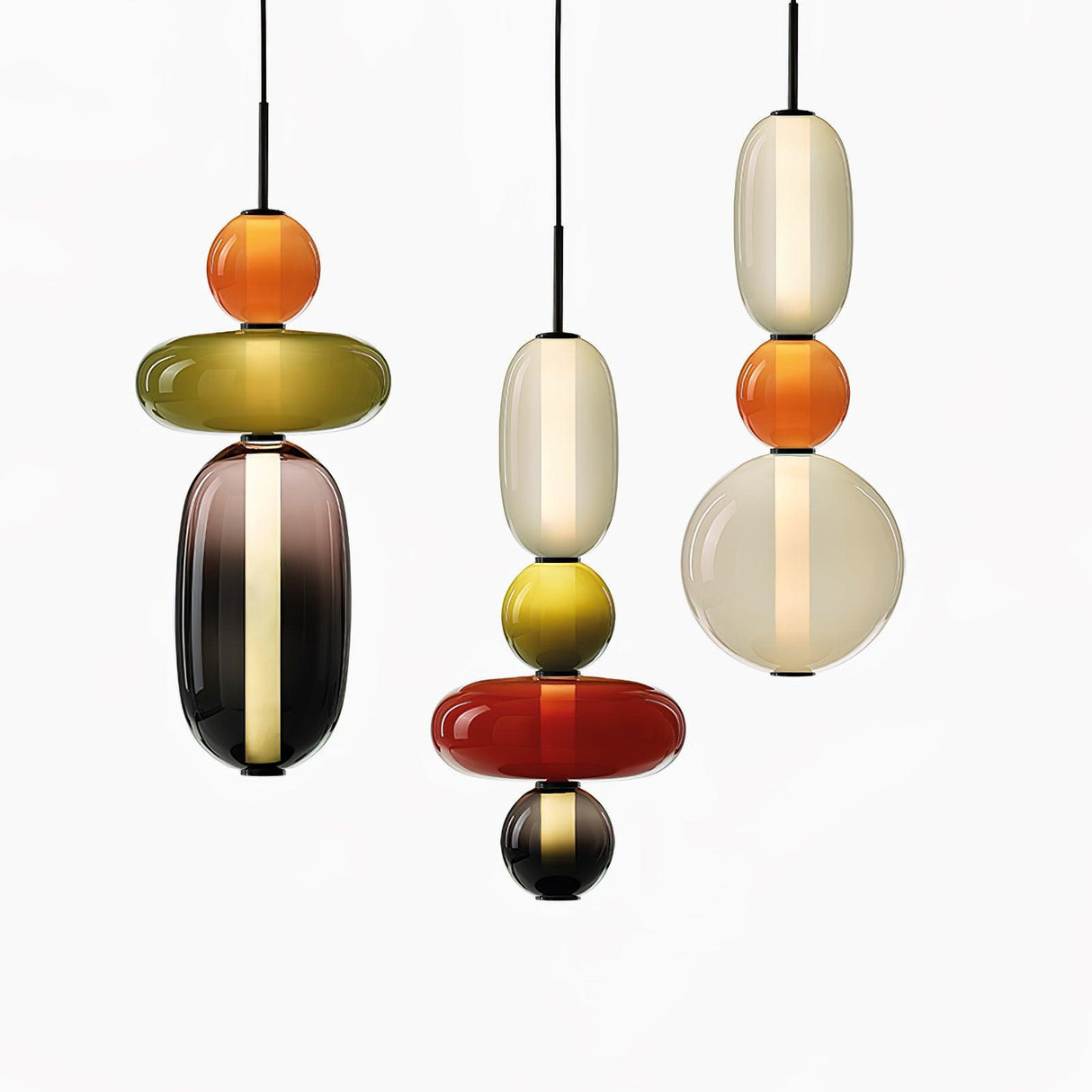 Glass Pendant Light Fixture with Candied Finish for Kitchen Island & Dining Room Lighting