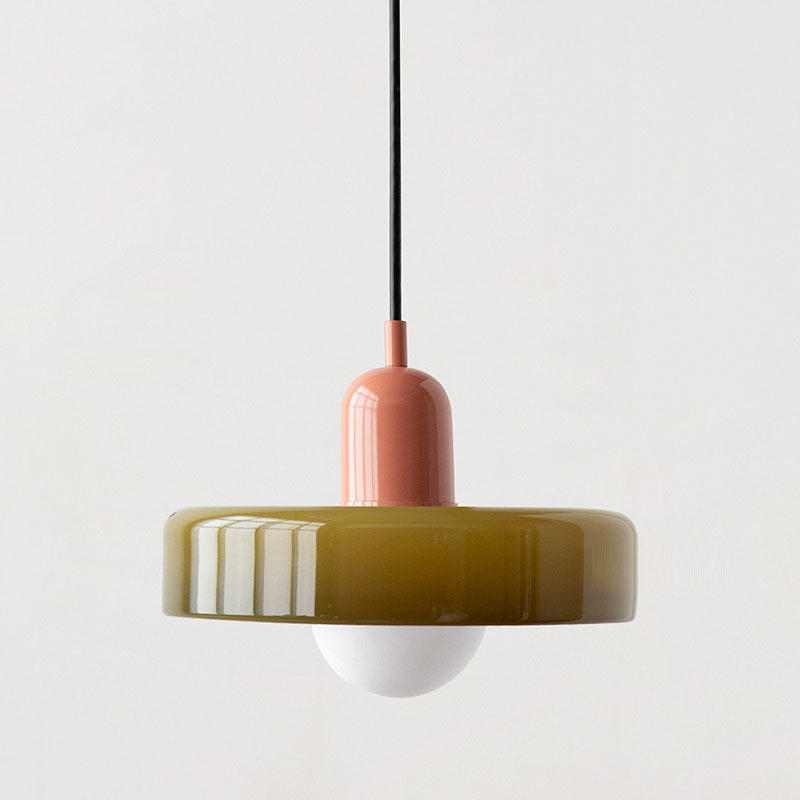 Bauhaus Pendant Light | Colored Glass, Adjustable Height & Ideal for Dining Rooms and Modern Interiors