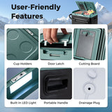 42-Quart Dual-zone Car Refrigerator Cooler with Wheels, Portable Car Fridge Freezer for RV Camping, 12V/24V DC, 100-240V AC