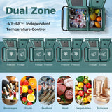 42-Quart Dual-zone Car Refrigerator Cooler with Wheels, Portable Car Fridge Freezer for RV Camping, 12V/24V DC, 100-240V AC