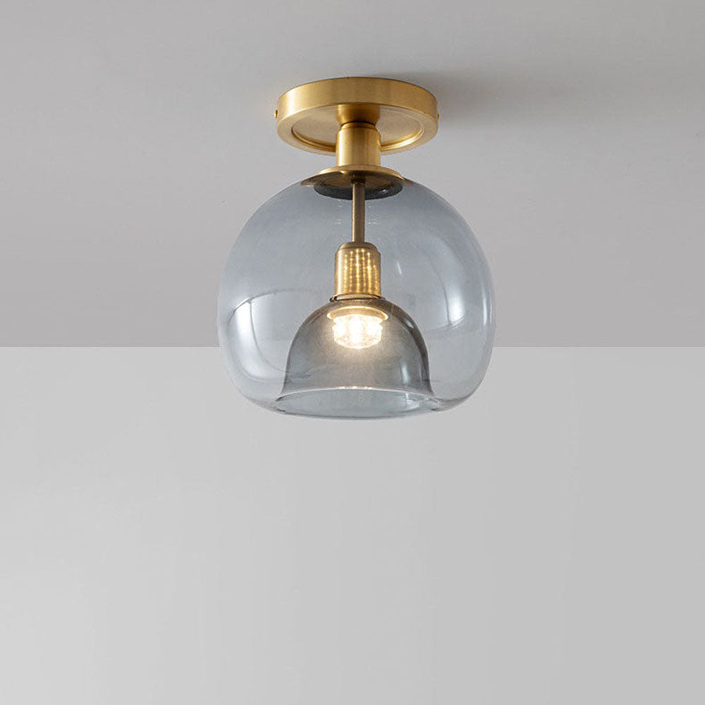 Modern Grey Glass Ceiling Light Fixture for Hallway & Entryway Lighting
