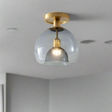 Modern Grey Glass Ceiling Light Fixture for Hallway & Entryway Lighting
