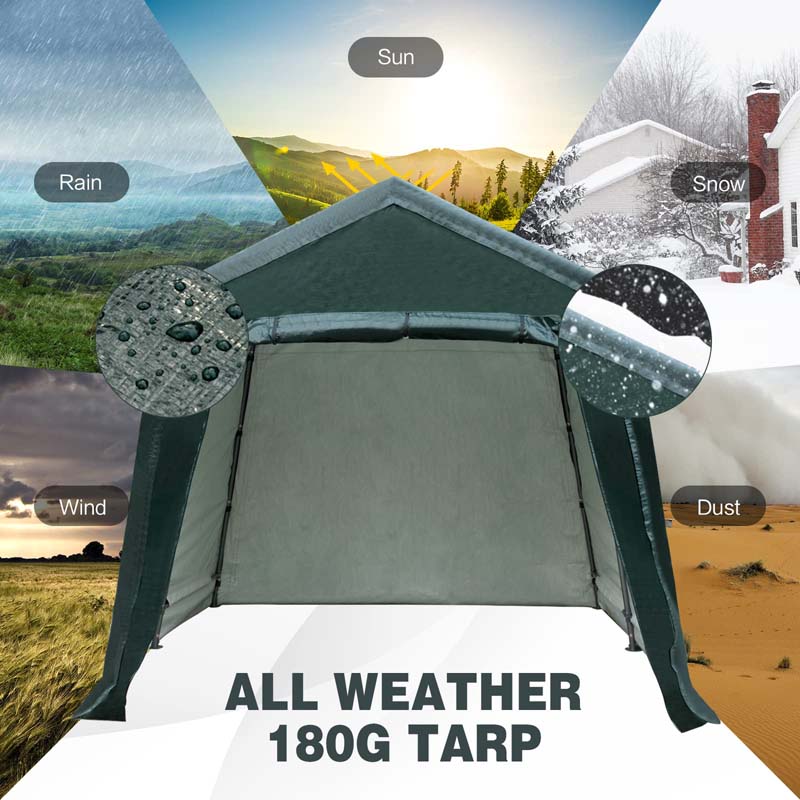 10 x 10 FT Outdoor Patio Steel Carport Canopy Tent Storage Shelter Garage Shed for Motorcycle ATV Car Bike