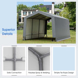 10 x 16 FT Outdoor Heavy-Duty Metal Carport Portable Garage Car Canopy with 2 Removable Doors
