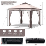 11 x 11 FT 2-Tier Pop-Up Gazebo Tent Portable Outdoor Canopy Shelter with Netting & Carry Bag