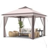 11 x 11 FT 2-Tier Pop-Up Gazebo Tent Portable Outdoor Canopy Shelter with Netting & Carry Bag