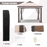 11 x 11 FT 2-Tier Pop-Up Gazebo Tent Portable Outdoor Canopy Shelter with Netting & Carry Bag