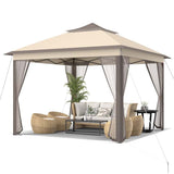 11 x 11 FT 2-Tier Pop-Up Gazebo Tent Portable Outdoor Canopy Shelter with Netting & Carry Bag