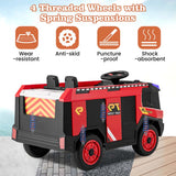 12V Kids Ride on Fire Truck, 2-Seater Battery Powered Fire Car Kids Electric Vehicle Ride on Toy with Remote Control, Water Gun, Extinguisher