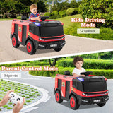 12V Kids Ride on Fire Truck, 2-Seater Battery Powered Fire Car Kids Electric Vehicle Ride on Toy with Remote Control, Water Gun, Extinguisher