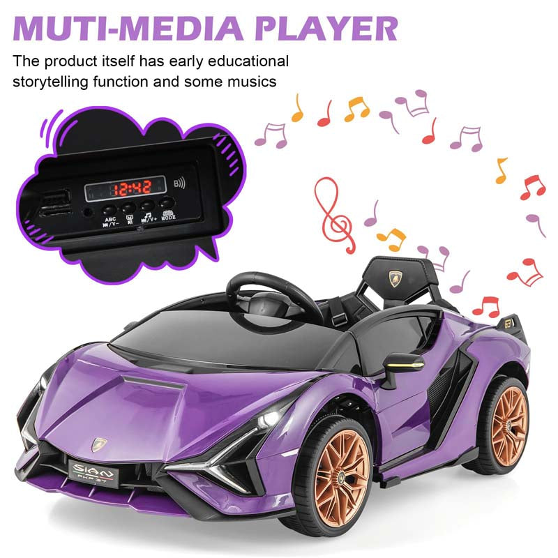 12V Licensed Lamborghini Sian FKP 37 Kids Ride-On Car with Remote, Electric Toy Roadster Carbon Fiber Textured for Toddler