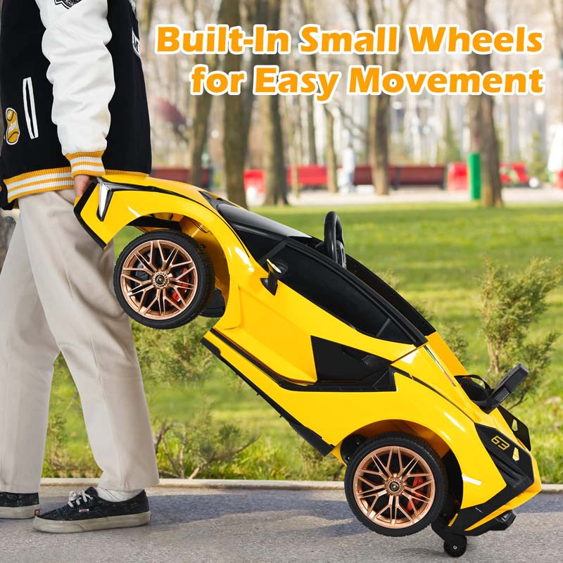 12V Licensed Lamborghini Sian FKP 37 Kids Ride-On Car with Remote, Electric Toy Roadster Carbon Fiber Textured for Toddler