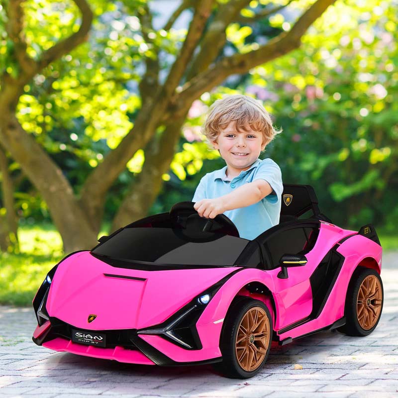 12V Licensed Lamborghini Sian FKP 37 Kids Ride-On Car with Remote, Electric Toy Roadster Carbon Fiber Textured for Toddler