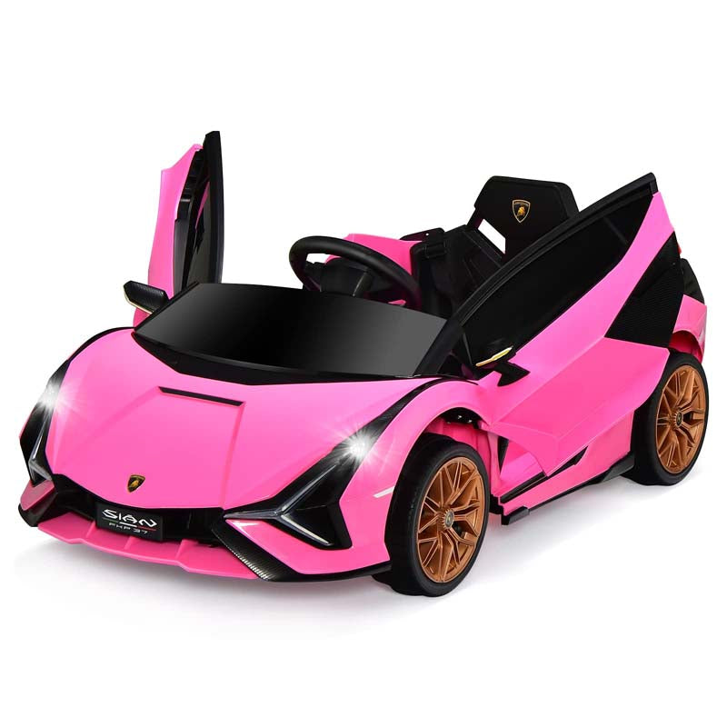 12V Licensed Lamborghini Sian FKP 37 Kids Ride-On Car with Remote, Electric Toy Roadster Carbon Fiber Textured for Toddler