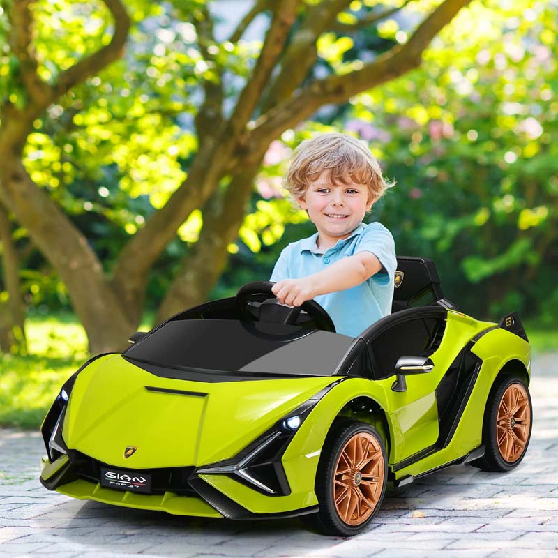 12V Licensed Lamborghini Sian FKP 37 Kids Ride-On Car with Remote, Electric Toy Roadster Carbon Fiber Textured for Toddler
