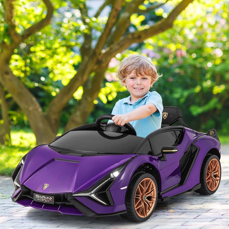 12V Licensed Lamborghini Sian FKP 37 Kids Ride-On Car with Remote, Electric Toy Roadster Carbon Fiber Textured for Toddler