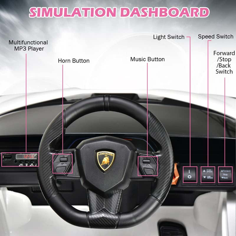 12V Licensed Lamborghini Sian FKP 37 Kids Ride-On Car with Remote, Electric Toy Roadster Carbon Fiber Textured for Toddler