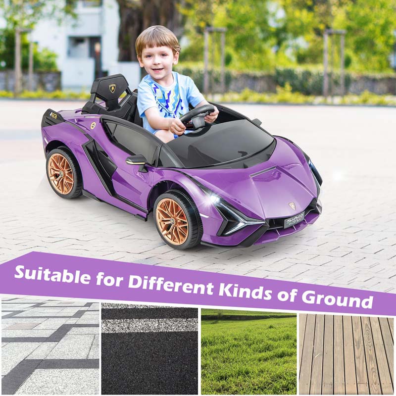 12V Licensed Lamborghini Sian FKP 37 Kids Ride-On Car with Remote, Electric Toy Roadster Carbon Fiber Textured for Toddler