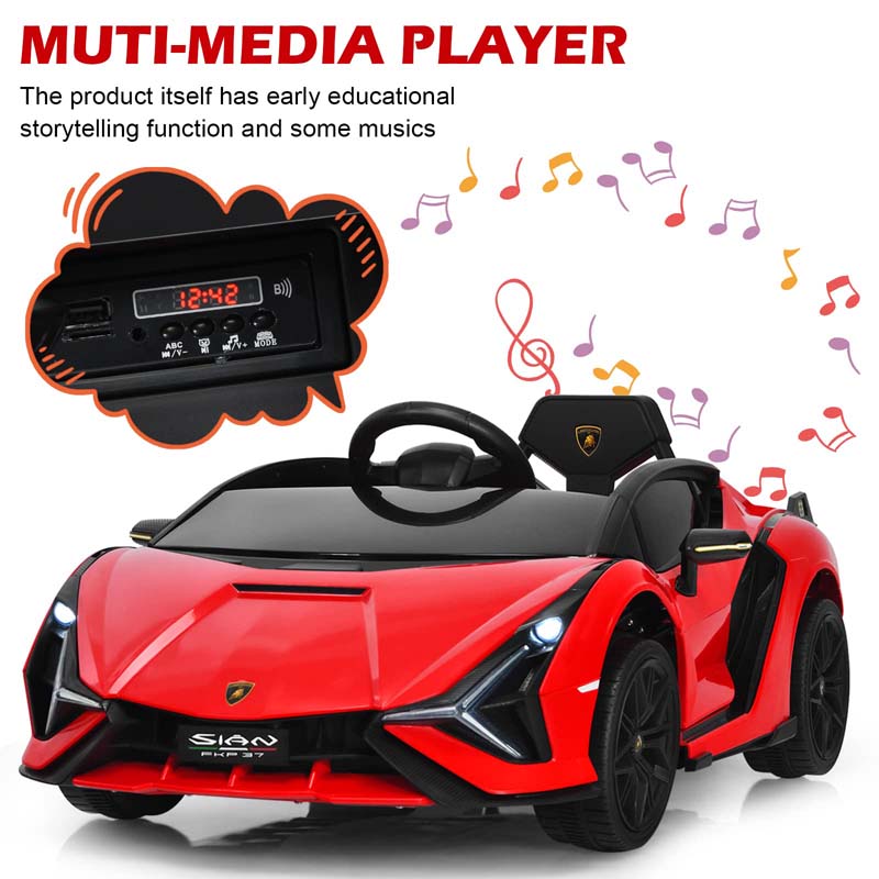 12V Licensed Lamborghini Sian FKP 37 Kids Ride-On Car with Remote, Electric Toy Roadster Carbon Fiber Textured for Toddler