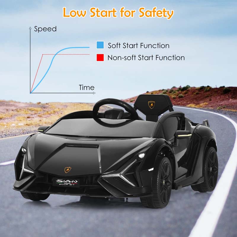 12V Licensed Lamborghini Sian FKP 37 Kids Ride-On Car with Remote, Electric Toy Roadster Carbon Fiber Textured for Toddler