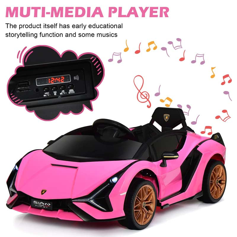 12V Licensed Lamborghini Sian FKP 37 Kids Ride-On Car with Remote, Electric Toy Roadster Carbon Fiber Textured for Toddler