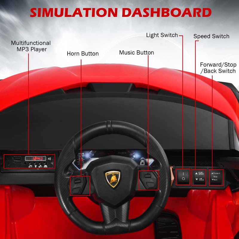 12V Licensed Lamborghini Sian FKP 37 Kids Ride-On Car with Remote, Electric Toy Roadster Carbon Fiber Textured for Toddler