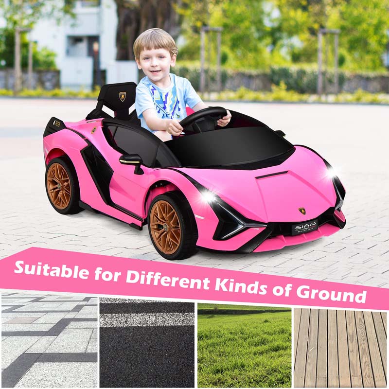 12V Licensed Lamborghini Sian FKP 37 Kids Ride-On Car with Remote, Electric Toy Roadster Carbon Fiber Textured for Toddler