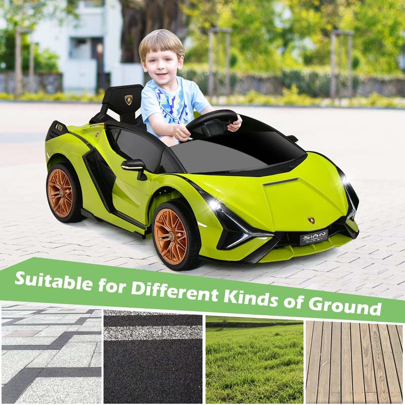 12V Licensed Lamborghini Sian FKP 37 Kids Ride-On Car with Remote, Electric Toy Roadster Carbon Fiber Textured for Toddler