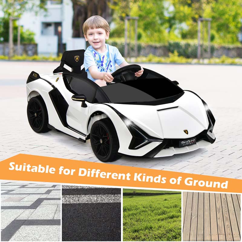 12V Licensed Lamborghini Sian FKP 37 Kids Ride-On Car with Remote, Electric Toy Roadster Carbon Fiber Textured for Toddler