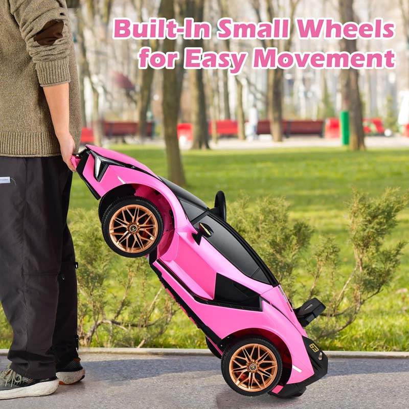 12V Licensed Lamborghini Sian FKP 37 Kids Ride-On Car with Remote, Electric Toy Roadster Carbon Fiber Textured for Toddler