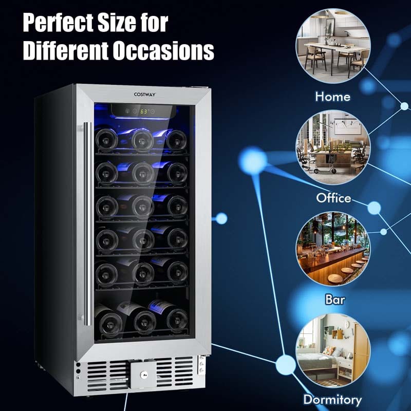 15" 2-in-1 Wine Beverage Cooler Refrigerator Wine Cellar Built-in or Freestanding 30-Bottle Wine Fridge