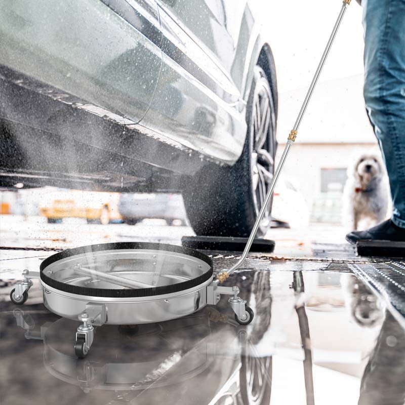 16.5" 2-in-1 Pressure Washer Surface Cleaner w/Casters, 4000 PSI Stainless Steel Undercarriage Pressure Washer Attachment