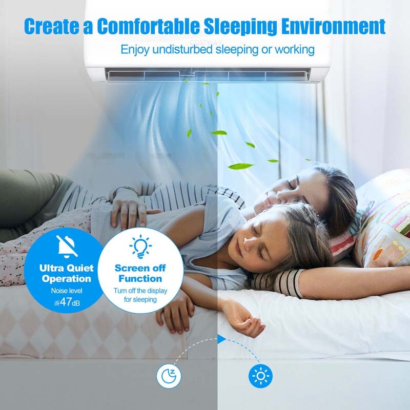 18000BTU Ductless Mini Split Air Conditioner 208-230V 19 SEER2 Wall-Mounted Inverter AC Unit with Heat Pump