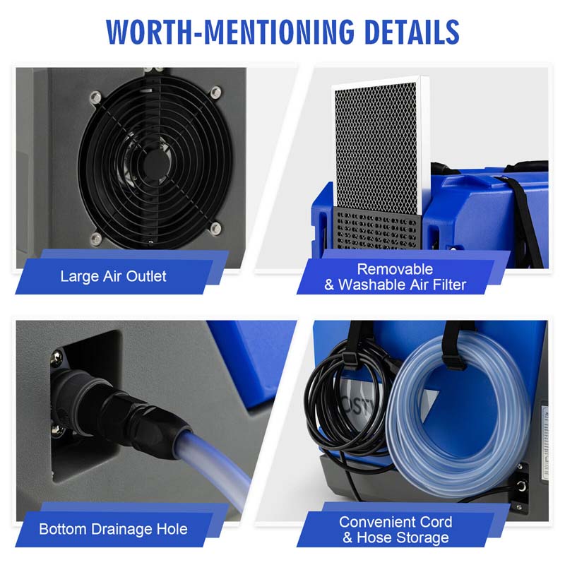 180 PPD Portable Commercial Dehumidifier for Basement, Industrial Dehumidifier with Pump & 24.6ft Drain Hose