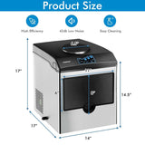 48LBS/24H 2-in-1 Stainless Steel Countertop Ice Maker Machine with Chilled Water Dispenser & 5LBS Ice Storage Basket