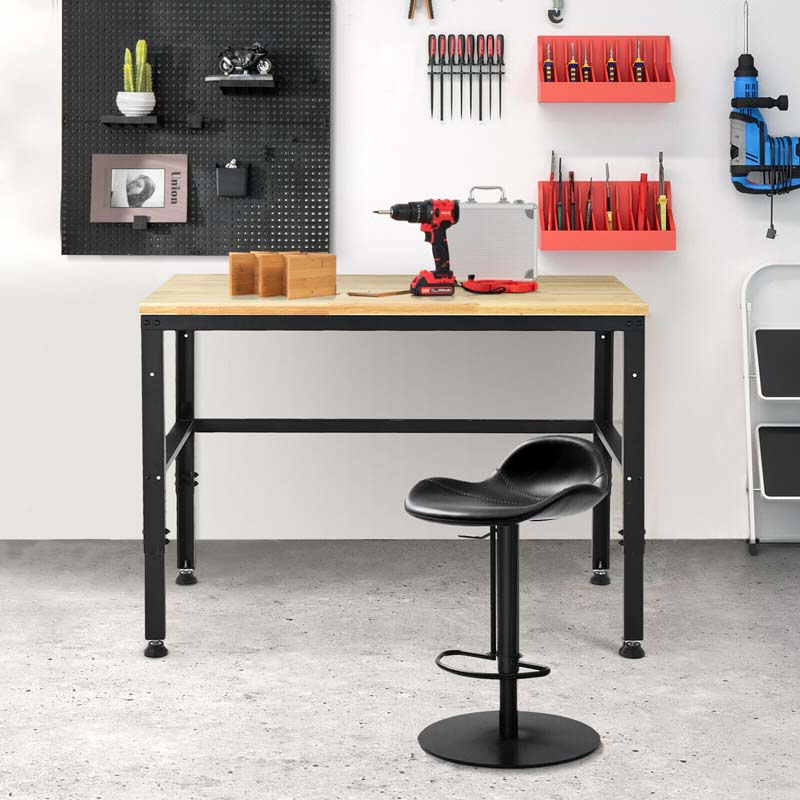 48" Adjustable Workbench Oak Wood Work Table 1760 LBS Heavy-Duty Workstation for Garage Workshop