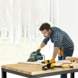 48" Adjustable Workbench Oak Wood Work Table 1760 LBS Heavy-Duty Workstation for Garage Workshop