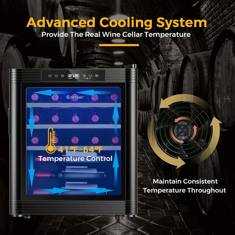 20" 21-Bottle Wine Cooler Refrigerator Countertop Wine Cellar with Beech Shelves & Anti-UV Glass Door