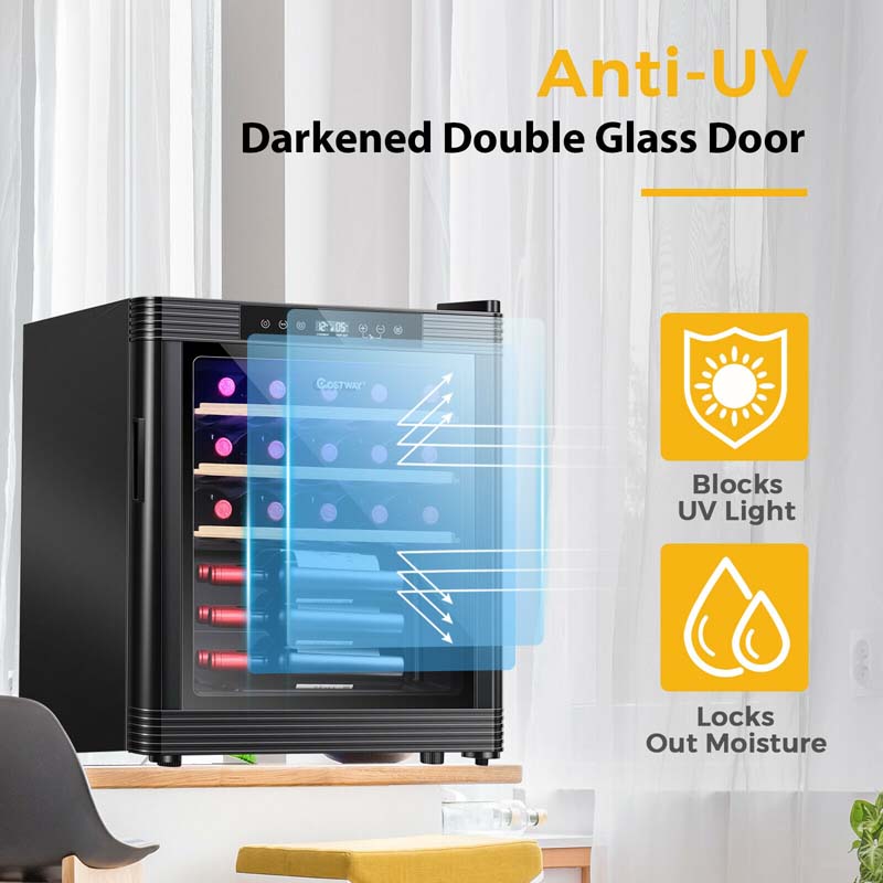 20" 21-Bottle Wine Cooler Refrigerator Countertop Wine Cellar with Beech Shelves & Anti-UV Glass Door