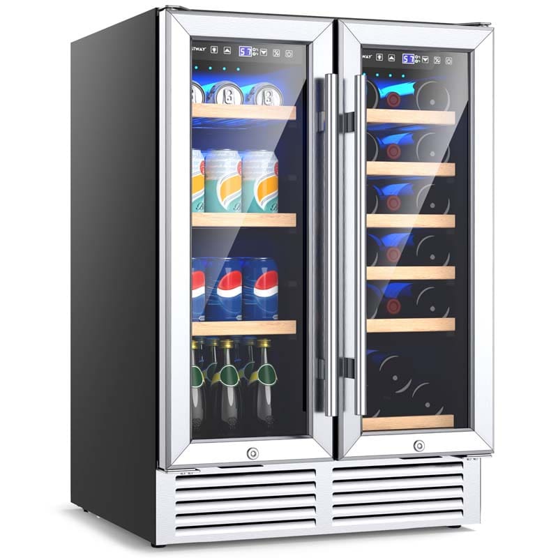 24" Large Dual Zone Wine Beverage Cooler Refrigerator Built-In & Freestanding Beer Fridge Wine Cellar