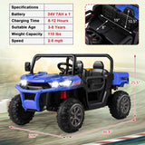 24V 2-Seater Kids Ride on UTV Dump Truck, Battery Powered Off-Road Electric Toy Car with Remote Control, Moving Dump Bed