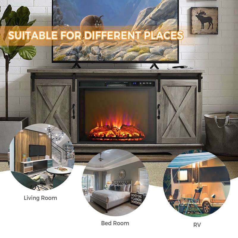 26" 1500W Electric Fireplace Insert, Recessed Electric Fireplace Heater with Adjustable Flame Effect